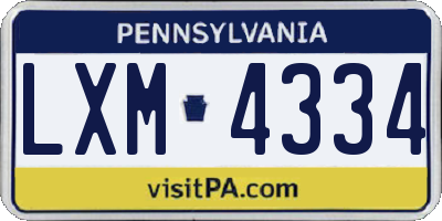 PA license plate LXM4334