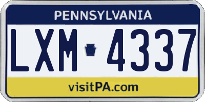 PA license plate LXM4337
