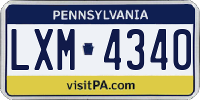 PA license plate LXM4340