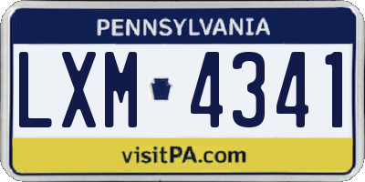 PA license plate LXM4341