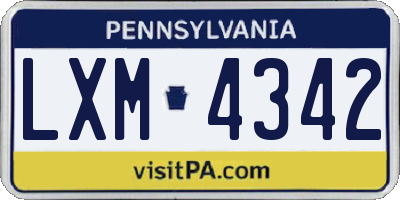 PA license plate LXM4342