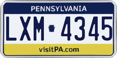 PA license plate LXM4345
