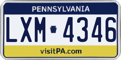 PA license plate LXM4346