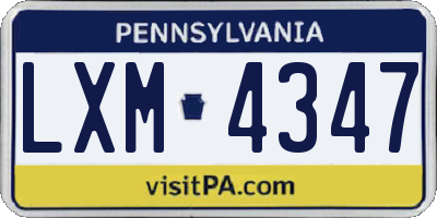 PA license plate LXM4347
