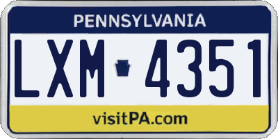 PA license plate LXM4351