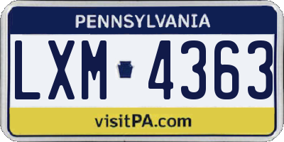PA license plate LXM4363