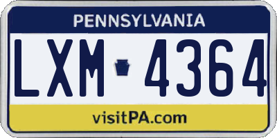 PA license plate LXM4364