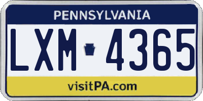 PA license plate LXM4365