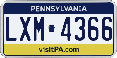 PA license plate LXM4366