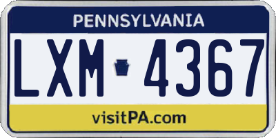 PA license plate LXM4367