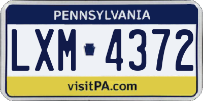 PA license plate LXM4372