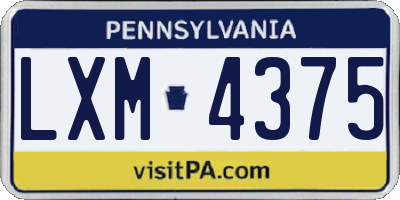PA license plate LXM4375