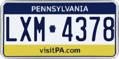 PA license plate LXM4378