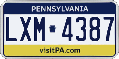 PA license plate LXM4387