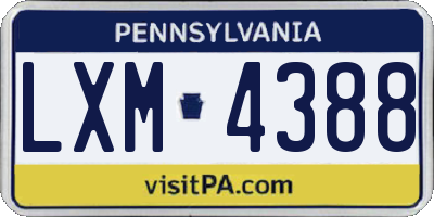 PA license plate LXM4388