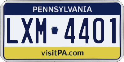 PA license plate LXM4401
