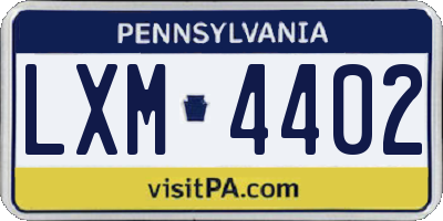 PA license plate LXM4402