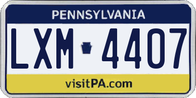 PA license plate LXM4407