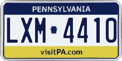 PA license plate LXM4410
