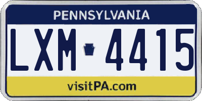 PA license plate LXM4415