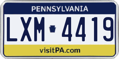 PA license plate LXM4419