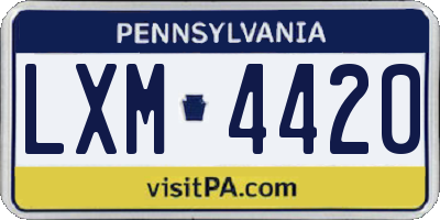 PA license plate LXM4420