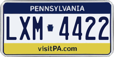 PA license plate LXM4422