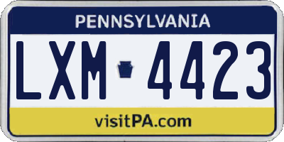 PA license plate LXM4423