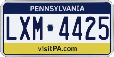 PA license plate LXM4425