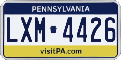 PA license plate LXM4426