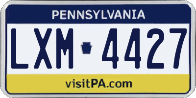 PA license plate LXM4427