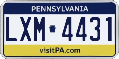 PA license plate LXM4431