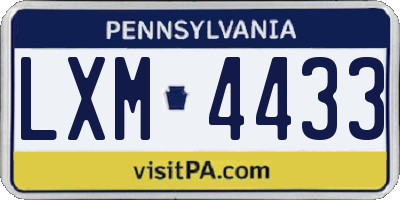 PA license plate LXM4433
