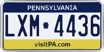 PA license plate LXM4436