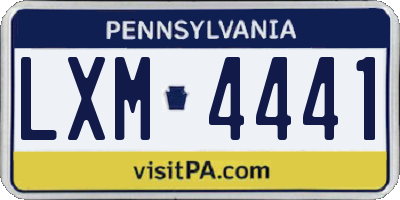 PA license plate LXM4441
