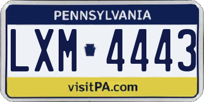 PA license plate LXM4443