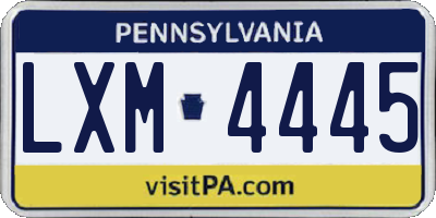 PA license plate LXM4445