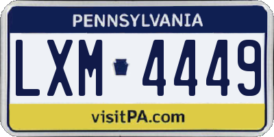 PA license plate LXM4449