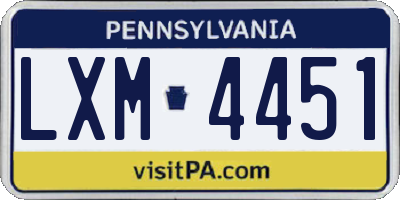 PA license plate LXM4451