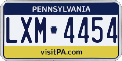 PA license plate LXM4454