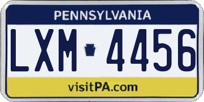 PA license plate LXM4456