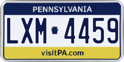 PA license plate LXM4459