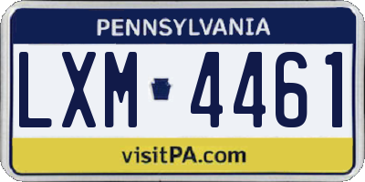 PA license plate LXM4461