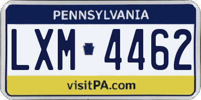 PA license plate LXM4462