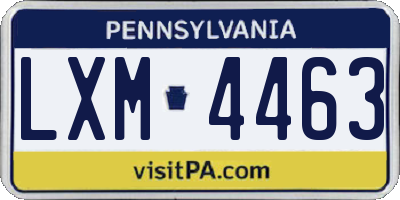 PA license plate LXM4463