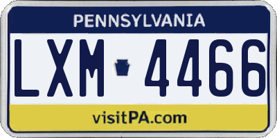 PA license plate LXM4466