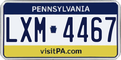 PA license plate LXM4467