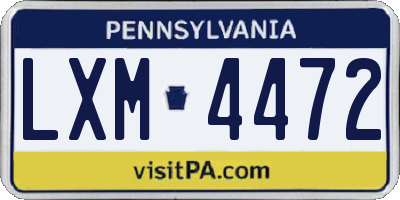PA license plate LXM4472