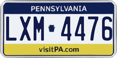 PA license plate LXM4476