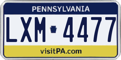 PA license plate LXM4477